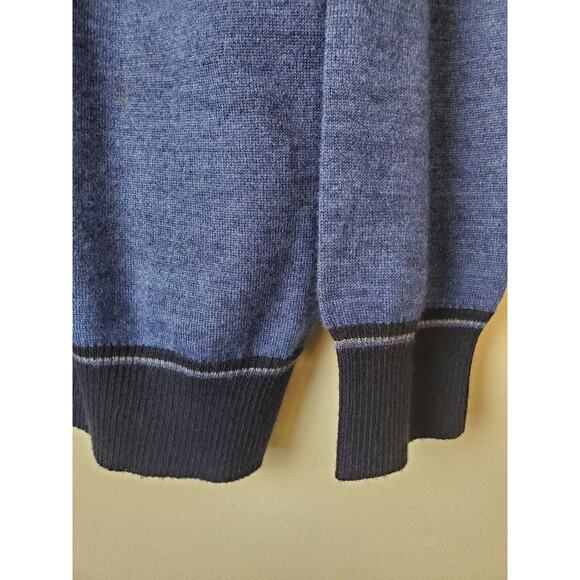 Luchiano Visconti Men XL Sweater Navy Blue Italian Merino Wool V-Neck Pullover - Picture 2 of 10